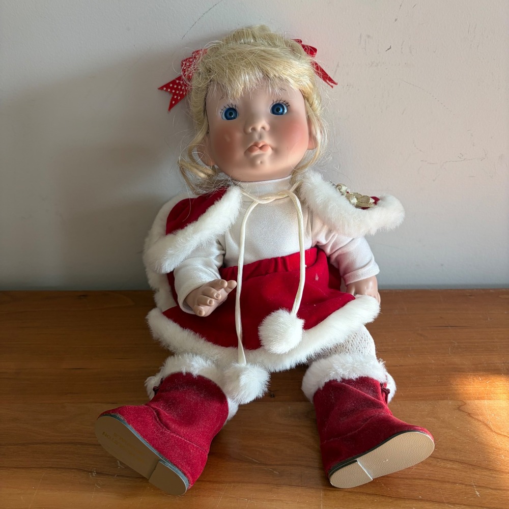 Lee Middleton Originals Doll Blonde Blue Eyes Red Velvet Christmas Holiday